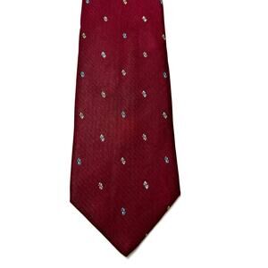 Vintage Givenchy Monsieur Silk Necktie Burgundy Red with Embroidered Pattern